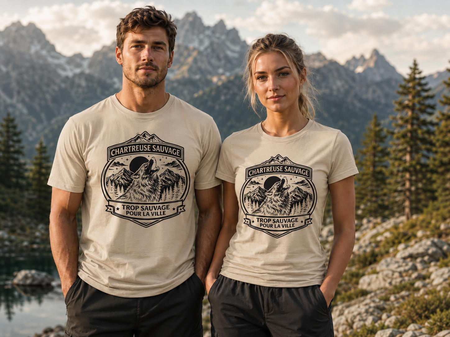 T-shirt Loup Beige