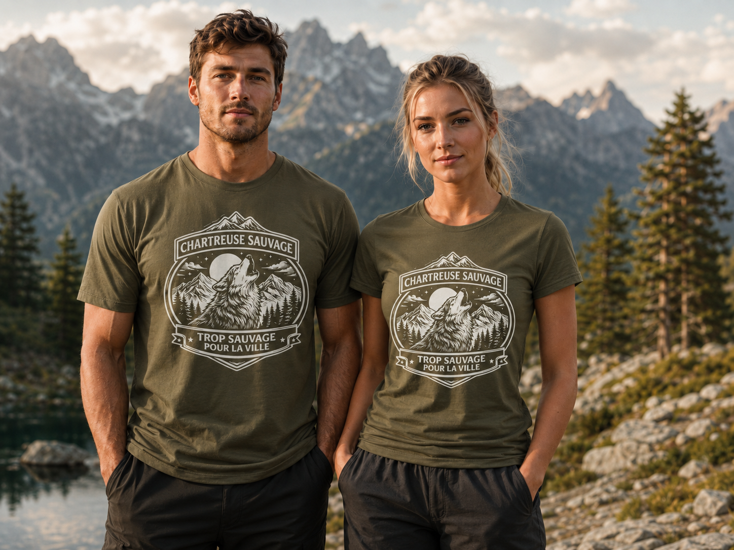 T-shirt Loup Kaki
